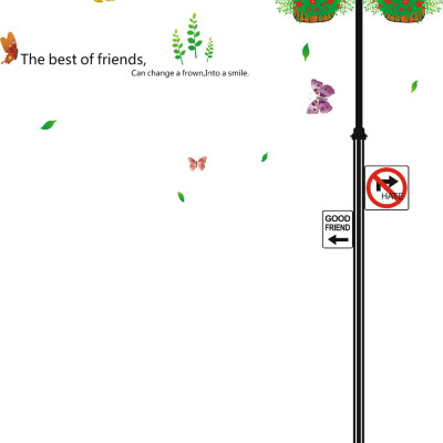 Decal dán tường cột đèn dễ thương AmyShop DKN092 (170x90cm)