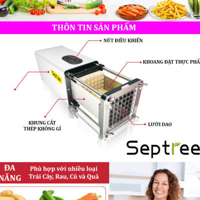 Máy cắt khoai tây chiên, các loại củ và quả đa năng. Thương hiệu Mỹ Septree cao cấp - F300, Kiểu dáng Pháp [Hàng chính hãng, Bảo hành 12 Tháng]