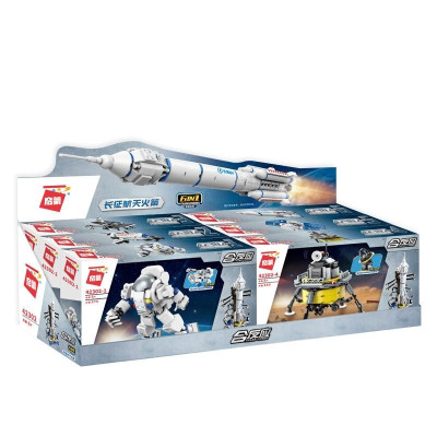 Đồ chơi - QMAN - 42302 Bộ xếp hình (6 TRONG 1) Tên Lửa Vũ Trụ