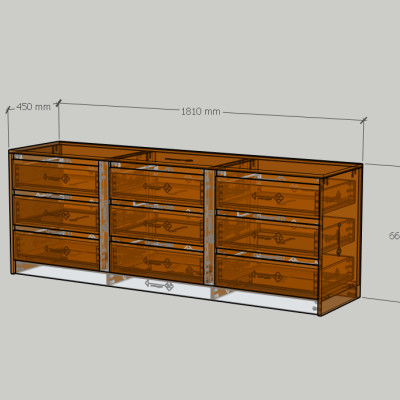 HAPPY FURNITURE , Tủ lưu trữ 9 ngăn kéo   , THK_338 , 181cm x 45cm x 66cm DxRxC