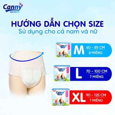 Combo 3 gói Tã/Bỉm Quần Người Lớn, Người Già Canny Siêu Mềm Mại, Siêu Thấm, Kháng Khuẩn XL7 (7 miếng)