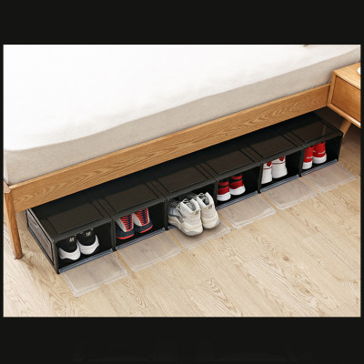 1 HỘP ĐỰNG GIÀY NHỰA CỨNG CAO CẤP -NẮP TRONG SUỐT TÍCH HỢP NAM CHÂM HÍT-MÀU ĐEN