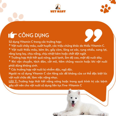 Five Vitamin C (1KG) - Bột giải nhiệt, chống nóng, hạ sốt, giải độc, tăng lực cho gia cầm, gia súc, thủy cầm