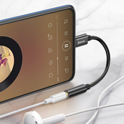 Đầu chuyển Type C sang Audio AUX 3.5mm Baseus L54 (Type-C Male to 3.5mm Female Adapter, built-in DAC, 24-bit/48kHz)-Hàng Chính Hãng