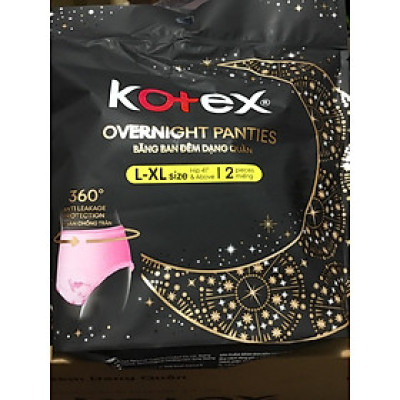 Combo 6 Gói Băng Vệ Sinh Kotex đêm dạng quần vừa vặn chống tràn 360 size  L-XL (2 miếng/gói)-HSD luôn mới