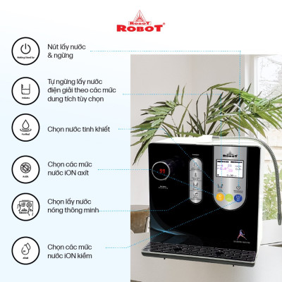 Máy Lọc Nước Điện Giải ROBOT IonSmart 710 Chức Năng Nóng Thông Minh Bộ Điện Phân Có 7 Tấm Điện Cực - Hàng Chính Hãng