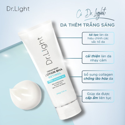 COMBO 2 Kem Body Dr.Light Kem dưỡng Trắng Sáng Da Với Hợp Chất Retinol Niacinamide BHA 200ml