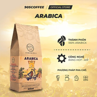 Cà Phê Hạt Arabica Rang Mộc Nguyên Chất - 90S Coffee Vietnam - 100% Cà Phê Sạch Cao Cấp