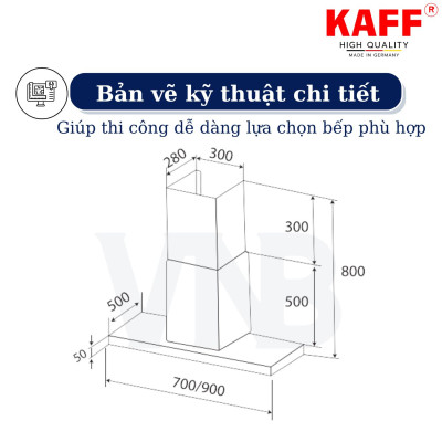 Máy hút mùi toa kính cảm ứng 900mm KAFF KF-90RH - Hàng Chính Hãng