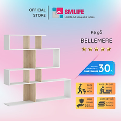 Kệ sách, kệ trang trí gỗ hiện đại SMLIFE Bellemere  | Gỗ MDF dày 17mm chống ẩm | D139xR25xC135cm