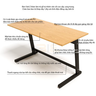 Bộ Bàn Oak-Z Đen Và Ghế Đen IBIE IB517