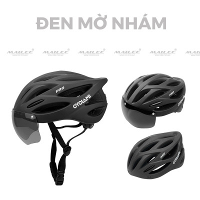Mũ Bảo Hiểm Đạp Xe CYCLAMI HX-06K PRO với Kính Gió Từ Tính Nhựa ABS/PC cao cấp, lót EPS chống va đập, kính gió từ tính - Mai Lee
