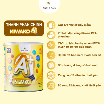 (Date Mới) Sữa Công Thức Hạt Thực Vật Hữu Cơ Miwako A+ Vị Vani Hộp 400g x 1 Hộp - Miwako
