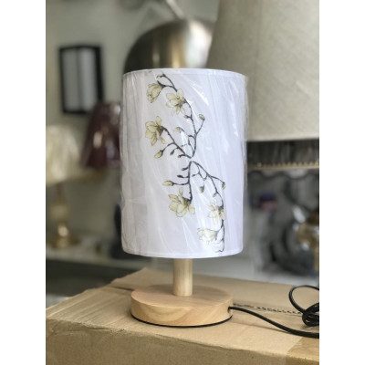 Đèn bàn nấm chao vải , thân gỗ decor trang trí bàn tab phòng ngủ tặng kèm bóng chuyên dụng