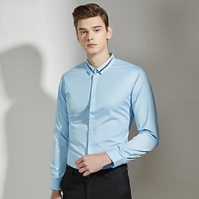 Áo sơ mi nam dài tay phối viền cổ thời trang SITAKI 