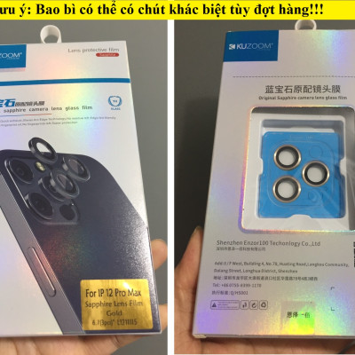 Cụm cường lực dán camera cho iP 12 Pro Max Kuzoom - Hàng chính hãng