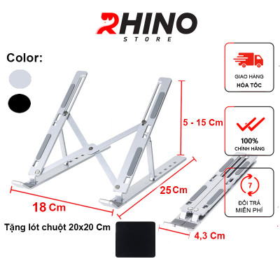 Giá đỡ Laptop, cho macbook, cho ipad tản nhiệt Rhino KLL101, kệ đỡ máy tính nhôm cao cấp, gấp gọn, tặng kèm túi đựng - Hàng chính hãng