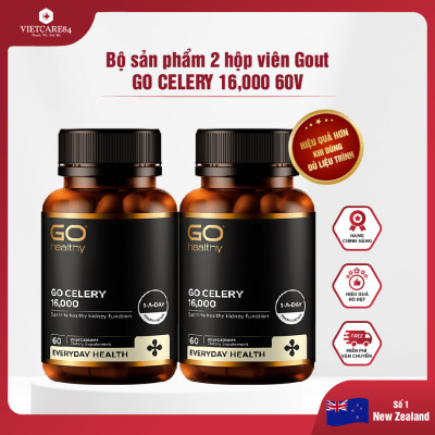 Bộ sản phẩm 2 hộp viên gout nhập khẩu chính hãng GO CELERY 16000mg (60 viên)  giúp giảm các triệu chứng bệnh gút: giảm uric acid, làm giảm triệu chứng sưng đau do gut