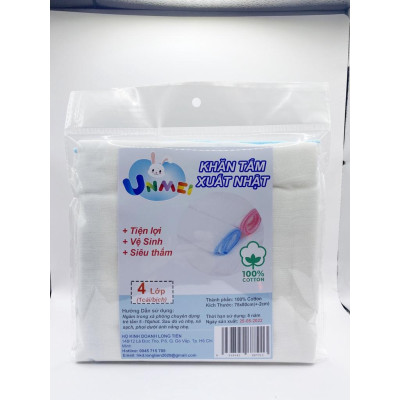 Khăn Tắm Xô 4 Lớp Cao Cấp Unmei 75 x 80 cm, 100% Cotton (1 Cái/bịch)