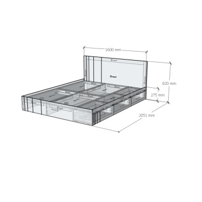 [Happy Home Furniture] JOVIE, Giường ngủ 3 ngăn kéo, GNG_150, GNG_151, GNG_152, GNG_153