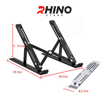Giá đỡ Laptop, cho macbook, cho ipad tản nhiệt Rhino KLL101, kệ đỡ máy tính nhôm cao cấp, gấp gọn, tặng kèm túi đựng - Hàng chính hãng