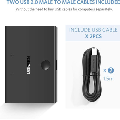 Bộ chia USB 2 máy tính dùng chung 1 máy in Ugreen 30345-Hàng chính hãng