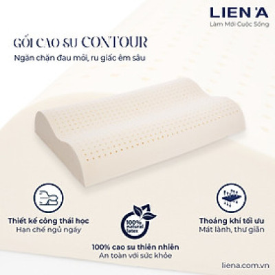 Gối Nằm Cao Su thiên nhiên  Liên Á Contour kích thước 38x60x10cm-Êm Ái mềm mại.