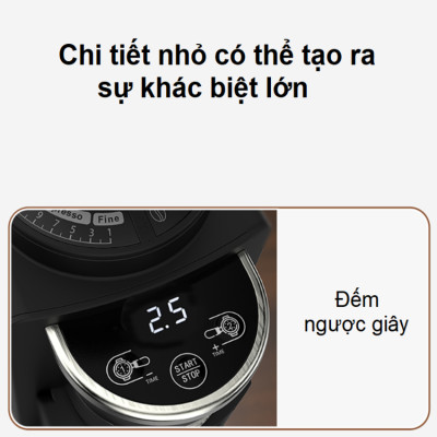 Máy xay hạt cà phê Espresso tự động tích hợp 31 chế độ xay thương hiệu HiBREW G3A - Hàng Chính Hãng