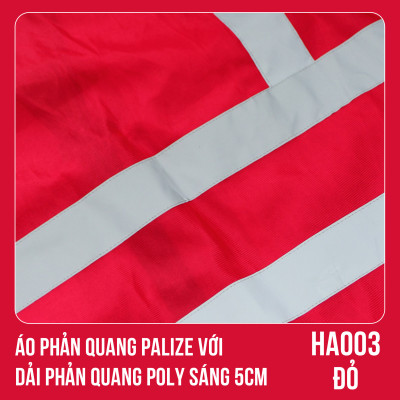Áo phản quang Palize với dải Phản quang Poly sáng 5cm màu ĐỎ - Mã HA003
