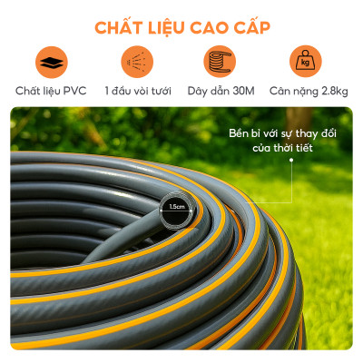 Vòi tưới cây, rửa xe Lebenlang LBLB3363, dài 30m, đa dạng công năng, cất gọn dễ dàng, hàng chính hãng