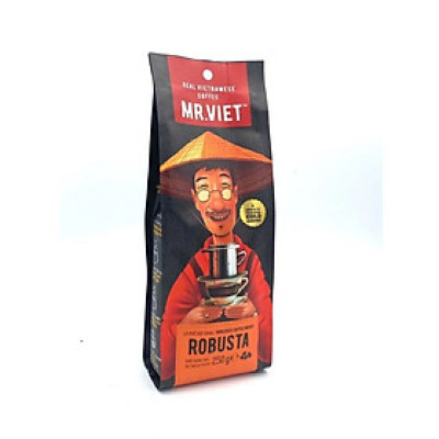 Cà phê hạt rang Robusta Mr Viet 250g - Robusta Roasted Coffee 250g
