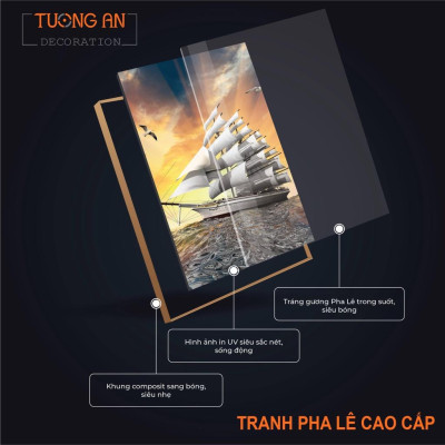 Tranh treo tường Đồng Quê tráng gương pha lê cao cấp trang trí nội thất TA11