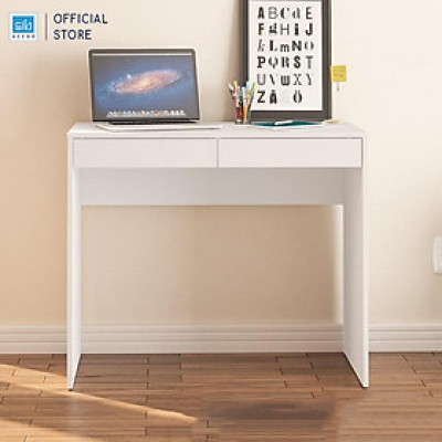 Bàn Làm Việc Màu Trắng Nhỏ Xinh Kèm 2 Ngăn Kéo Màu Trắng SIB Decor BLV45