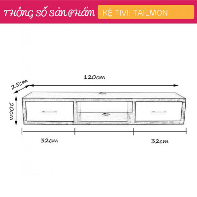 Kệ tivi treo tường trang trí gỗ công nghiệp SMLIFE Tailmon