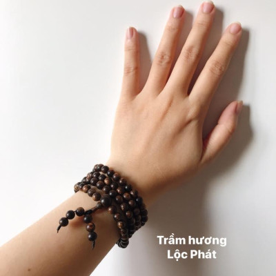 Chuỗi Hạt Trầm Hương Cao Cấp Sánh Chìm 108 hạt 6mm