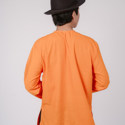 Bộ áo bà ba nam phối áo cate cam+ Quần cate đen - Có bộ bà ba Bigsize