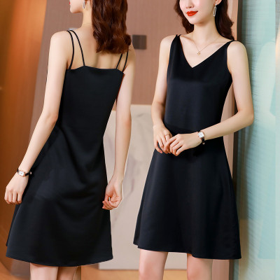 Váy ngủ lụa 2 dây cổ chữ V chất lụa satin cao cấp thoáng mát VN0005