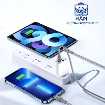 Cáp sạc hàng chính hãng WiWU Concise 3-in-1 100W WI-C033, combo 3 cáp, bọc dù