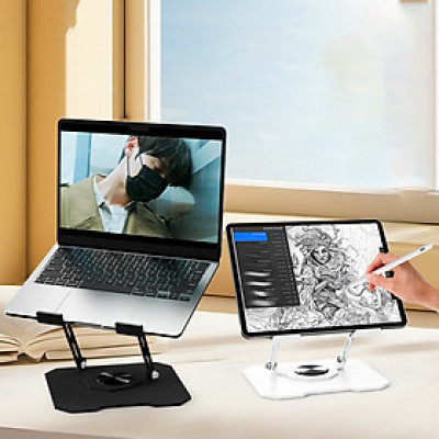 Kệ đỡ giá đỡ đế tản nhiệt dành cho laptop, macbook, máy tính hợp kim nhôm gấp gọn xoay 360 độ nhiều nấc độ cao - K2 - Hàng chính hãng