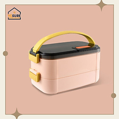 Hộp cơm giữ nhiệt văn phòng YESURE 1200ml Hai Tầng có ngăn Inox Tháo rời dễ dàng cho vào lò Vi Sóng - Hàng chính hãng