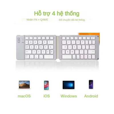 Bàn phím Bluetooth rời gấp gọn tương thích với Windows, Mac, iOS và Android kết nối điện thoại, laptop, máy tính bảng - Hàng chính hãng