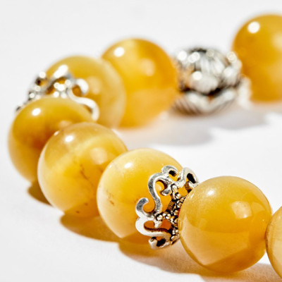 Vòng Tay Phong Thủy Nữ Đá Mắt Hổ Vàng Tâm Phối Charm Hoa Sen Bạc (8mm) Mệnh Thổ, Kim Ngọc Quý Gemstones