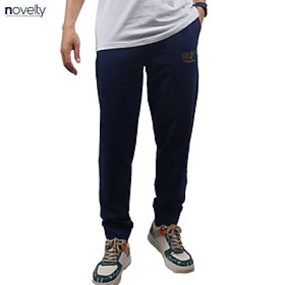 Quần jogger nam Novelty Regular fit họa tiết in phản quang Xanh đen NQGMMDMT3R230831Q