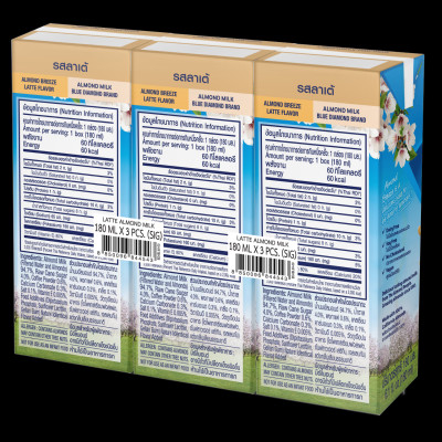 Blue Diamond - Thùng Sữa Hạt Hạnh Nhân ALMOND BREEZE vị Latte 180ml x 24 Hộp