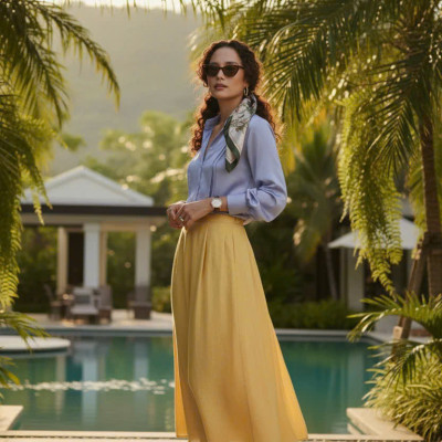 Áo Sơ Mi Lụa Thanh Lâm, Áo Sơ Mi Dài Tay Phong Cách Công Sở Thời trang thiết kế Hity Top173