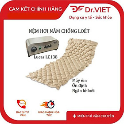 Đệm hơi chống loét LUCASS LC 138 [Chính hãng] - Đệm mát, êm, máy bơm hơi cao cấp, không tiếng ồn, kết cấu máy hiện đại, gọn nhẹ, giúp giảm áp lực tiếp xúc lên bề mặt da, tránh lở loét, tạo sự thoáng mát bề mặt da