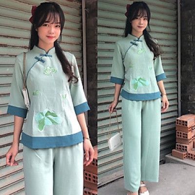 Đồ Lam Đi Chùa # Tàu Lụa Quần Váy # Hoa iN # Quần Áo Nữ # Đồ Bộ Nữ