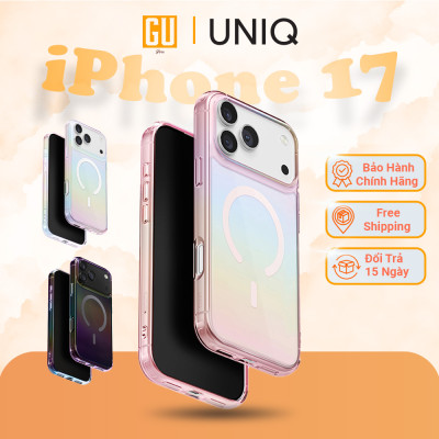 Ốp lưng Cho iPhone 17 Series UNIQ Iridescia Hiệu Ứng Holographic Chuyển Sắc Cầu Vồng Sạc Không Dây MagClick Hàng Chính Hãng