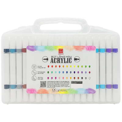 Hộp 36 Bút Lông Màu Acrylic 2 Đầu - Hồng Hà 8147