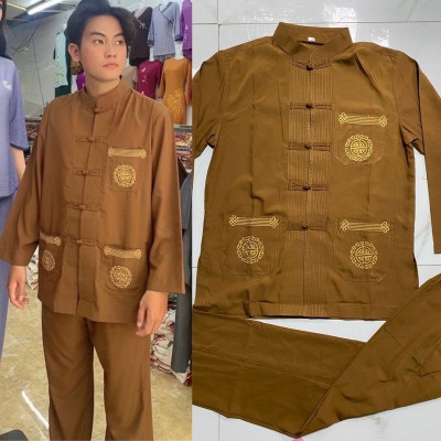 ĐỒ LAM ĐI CHÙA  Lãnh Tựu Nam Thêu 3 Túi Vải Kate & Tici